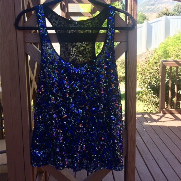 Forever 21 Tops - Forever 21 Blue + Black Sequin Tank Forever 21 Tops - Forever 21 Blue + Black Sequin Tank